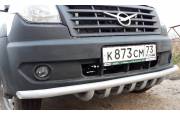 Дуга-защита переднего бампера УАЗ Профи одинарная с защитой рулевых тяг