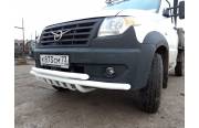 Дуга-защита переднего бампера УАЗ Профи сдвоенная с защитой рулевых тяг