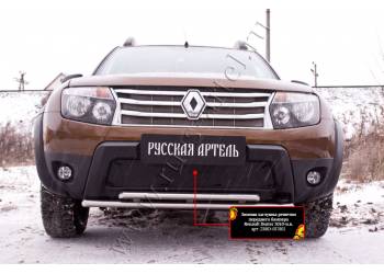 Зимняя заглушка решетки переднего бампера (без «дхо» и обвеса) Renault Duster 2010-2014 (I поколение)