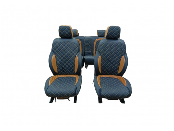 Чехлы сидений УАЗ 3163 Патриот, 2363 Пикап с 2018 (5 мест) чёрные с коричневыми вставками
