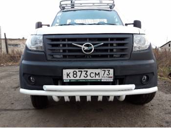 Дуга-защита переднего бампера УАЗ Профи сдвоенная с защитой рулевых тяг
